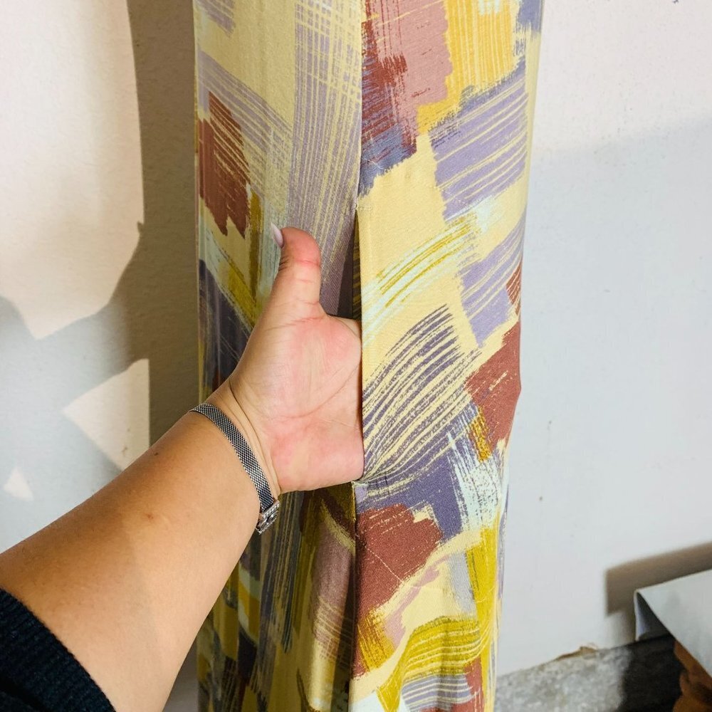 LOGO Laurie Goldstein Maxi Asymmetric Dress With Pockets Yellow & Purple M - Picture 4 of 13
